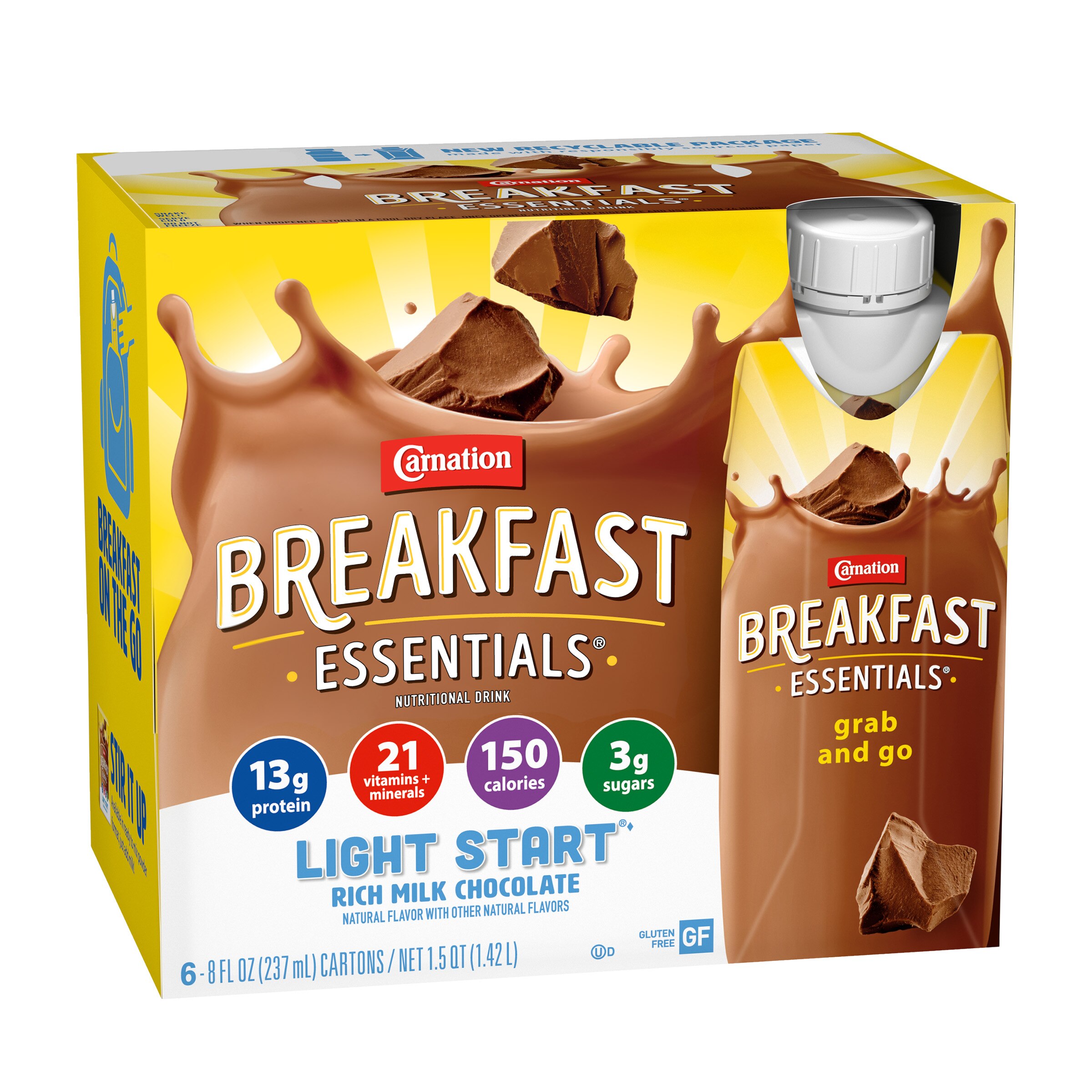 Carnation Breakfast Essentials® light start rich milk chocolate new look grab and go