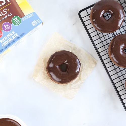 Chocolate Glazed Banana Bread Donuts
